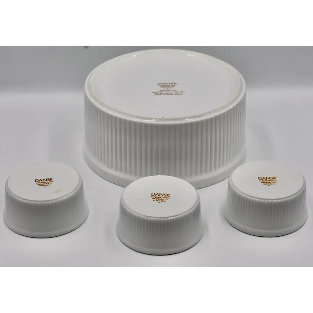 Dansk Bistro 4pc Christianshavn Ribbed Ramekins & Soufflé Casserole Dish